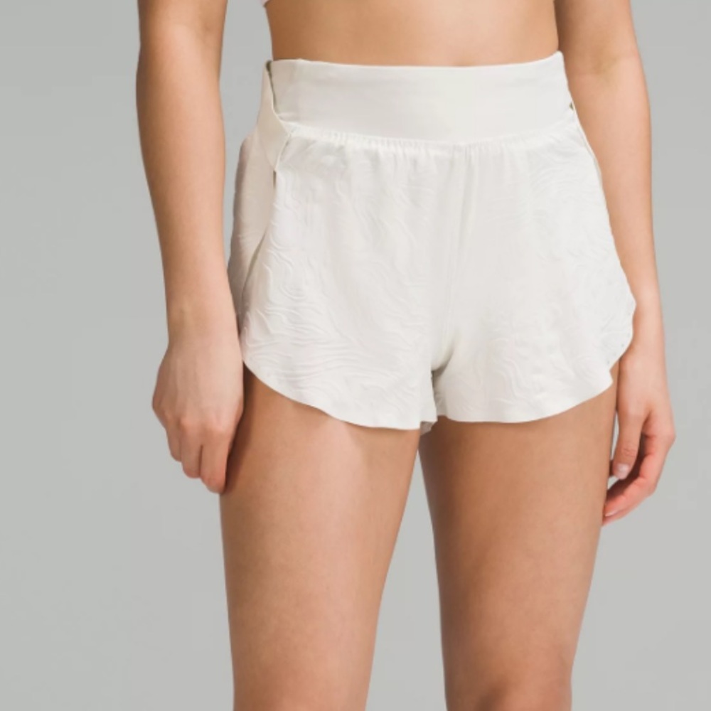 Lululemon Athletica Fast And Free Cream Athletic Shorts
